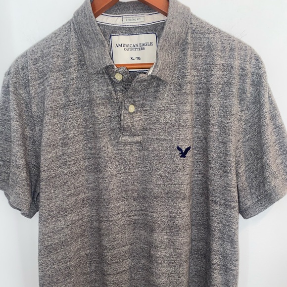 American Eagle Athletic Fit Short Sleeve Heather Gray Cotton Polo Shirt Sz XL - Picture 5 of 11